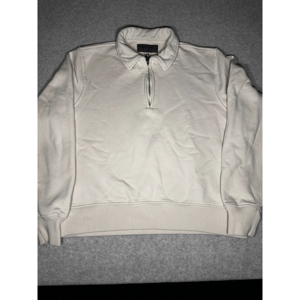 Abercrombie & Fitch Premium Polished White S Collard sweatshirt Preppy Coastal - Picture 1 of 10